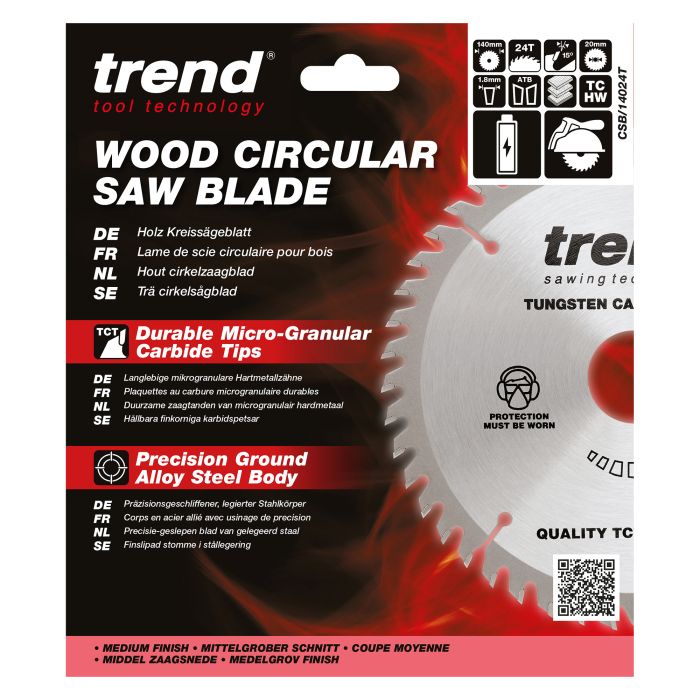 CSB/14024T - Trend Wood Cordless Circular Saw Blade 140mm x 20mm x 24T