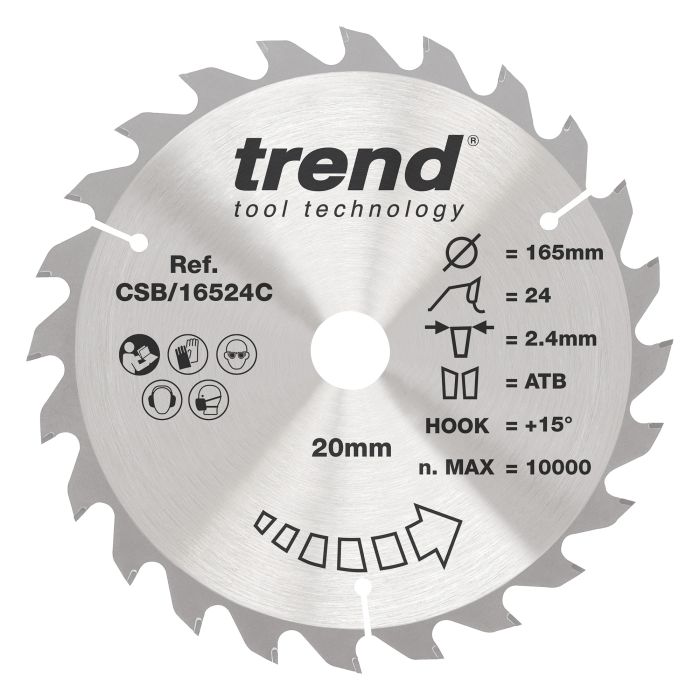 CSB/16524C - Trend Wood Circular Saw Blade 165mm x 20mm x 24T