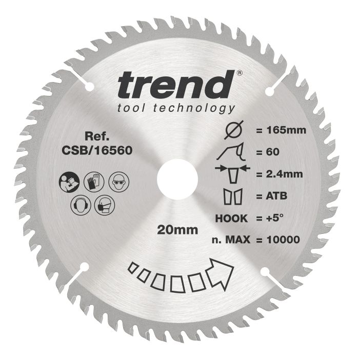 CSB/16560 - Trend Wood Circular Saw Blade 165mm x 20mm x 60T