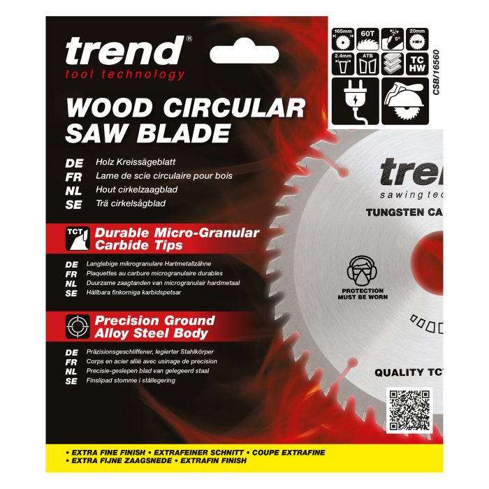 CSB/16560 - Trend Wood Circular Saw Blade 165mm x 20mm x 60T