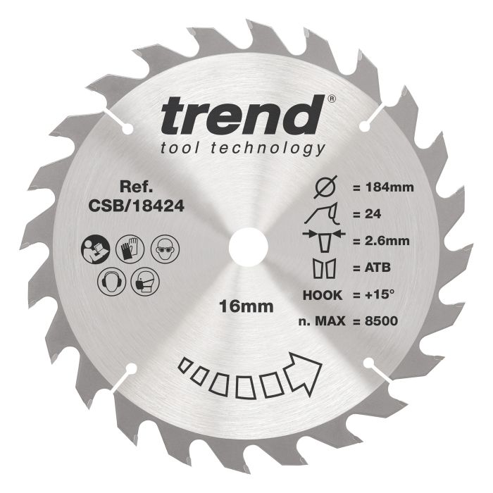 CSB/18424 - Trend Wood Circular Saw Blade 184mm x 16mm x 24T