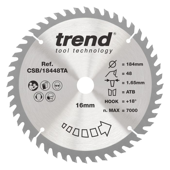 CSB/18448TA - Trend Wood Cordless Circular Saw Blade 184mm x 16mm x 48T