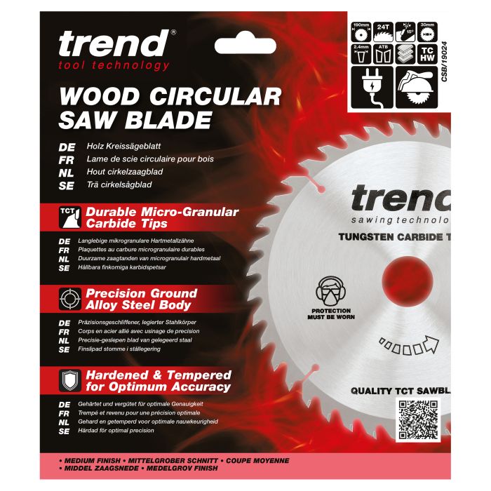 CSB/19024 - Trend Wood Circular Saw Blade 190mm x 30mm x 24T