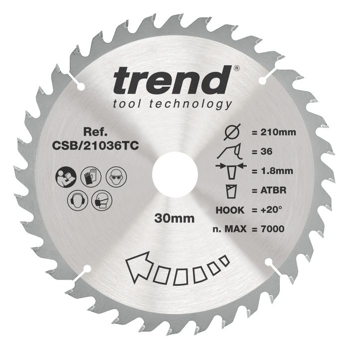 CSB/21036TC - Trend Wood Cordless ATBR Circular Saw Blade 210mm x 30mm x 36T