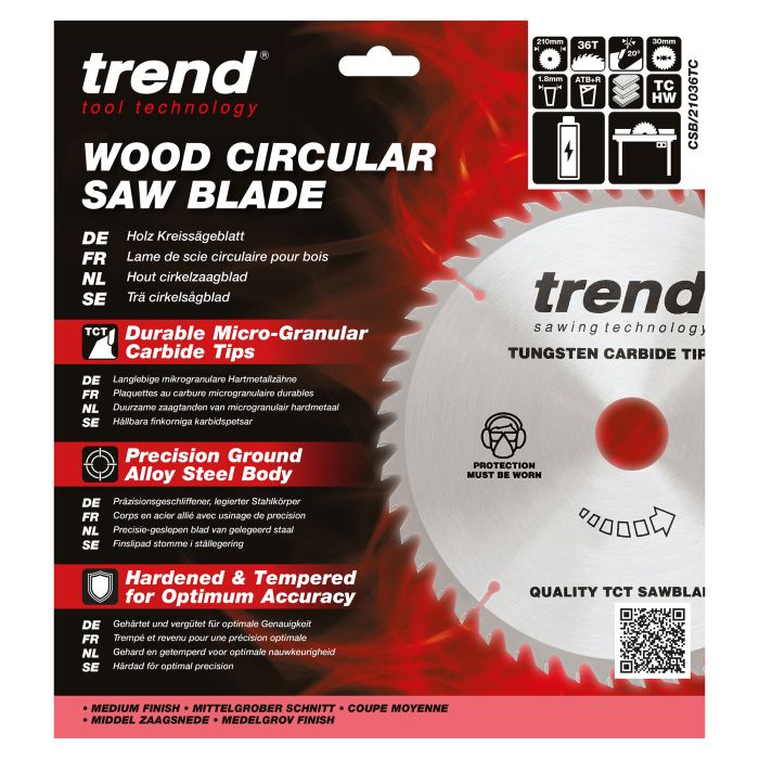 CSB/21036TC - Trend Wood Cordless ATBR Circular Saw Blade 210mm x 30mm x 36T
