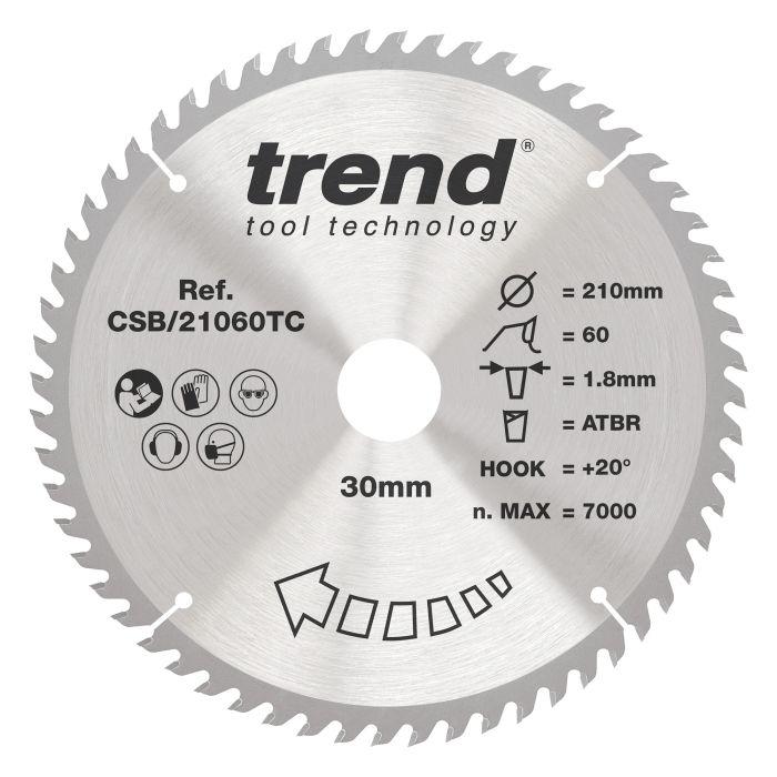 CSB/21060TC - Trend Wood Cordless ATBR Circular Saw Blade 210mm x 30mm x 60T