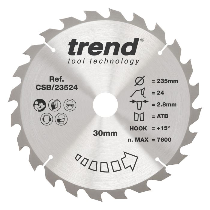 CSB/23524 - Trend Wood Circular Saw Blade 235mm x 30mm x 24T