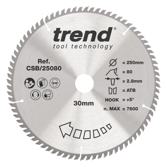 CSB/25080 - Trend Wood Circular Saw Blade 250mm x 30mm x 80T