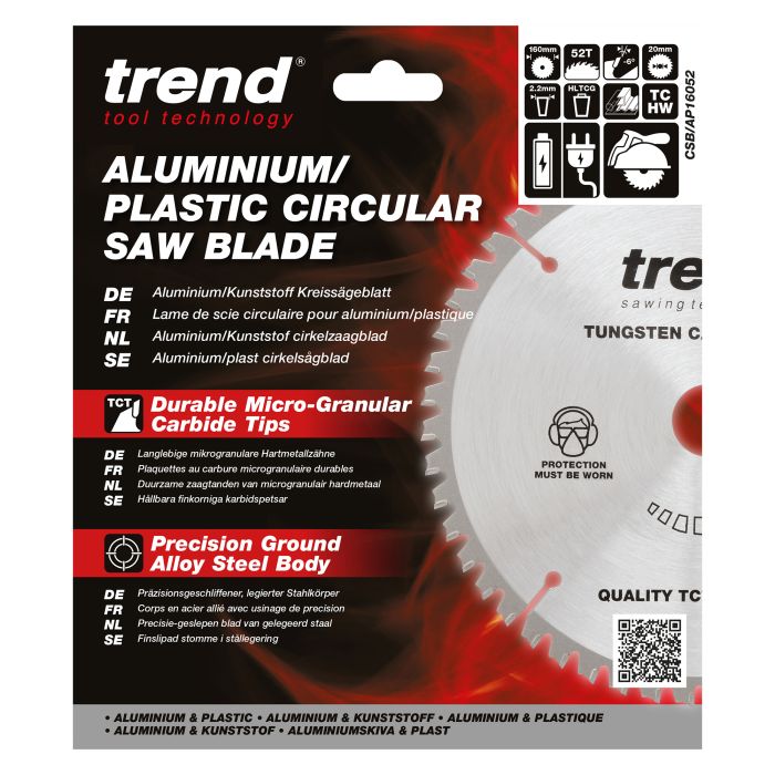 CSB/AP16052 - Trend Aluminium/Plastic Circular Saw Blade 160mm x 20mm x 52T