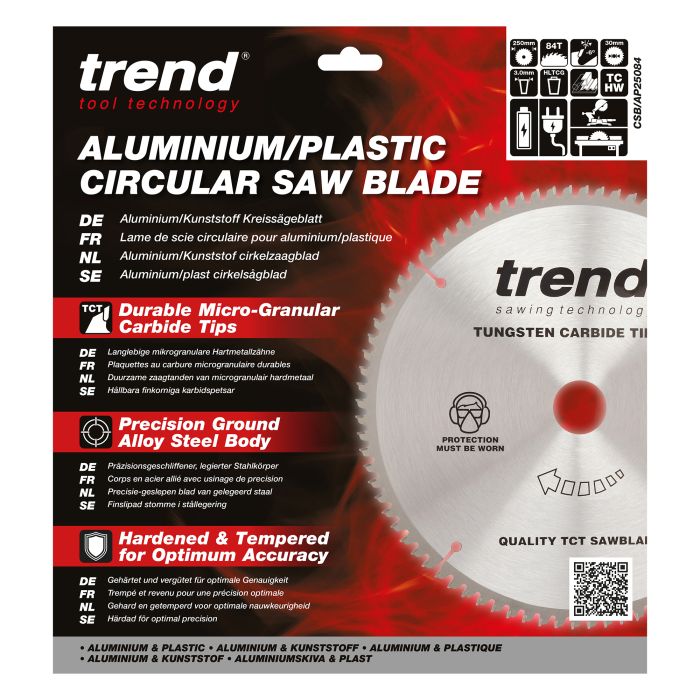 CSB/AP25084 - Trend Aluminium/Plastic Circular Saw Blade 250mm x 30mm x 84T