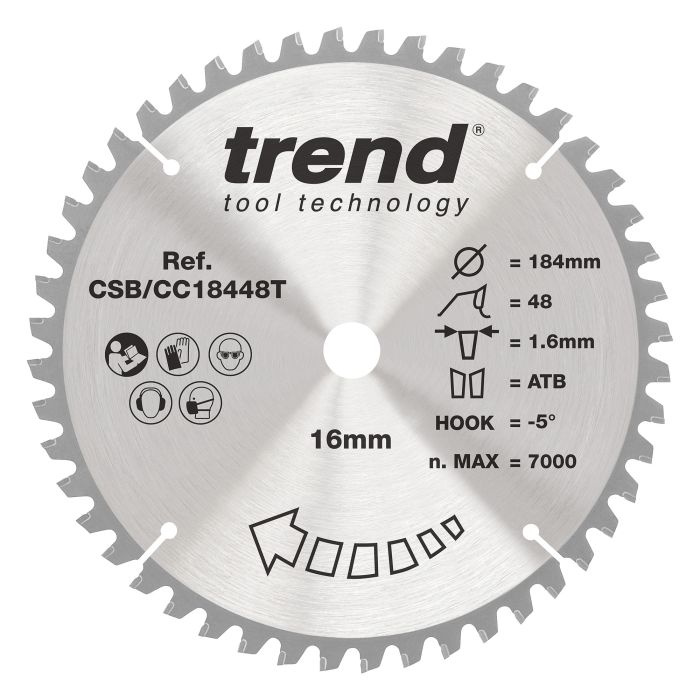 CSB/CC18448T - Trend Wood Cordless Mitre Saw Blade 184mm x 16mm x 48T