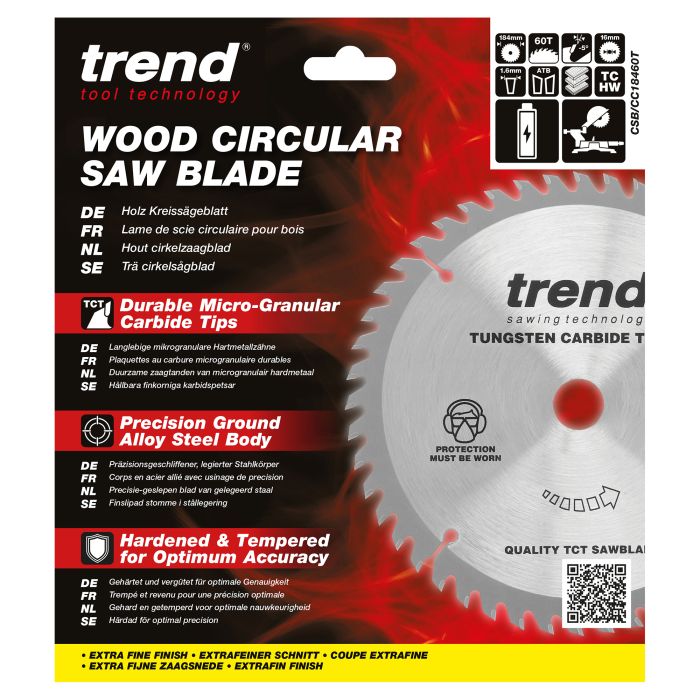 CSB/CC18460T - Trend Wood Cordless Mitre Saw Blade 184mm x 16mm x 60T