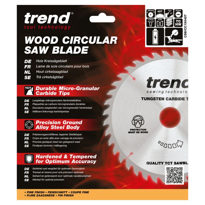 CSB/CC19048T - Trend Wood Cordless Mitre Saw Blade 190mm x 20mm x 48T