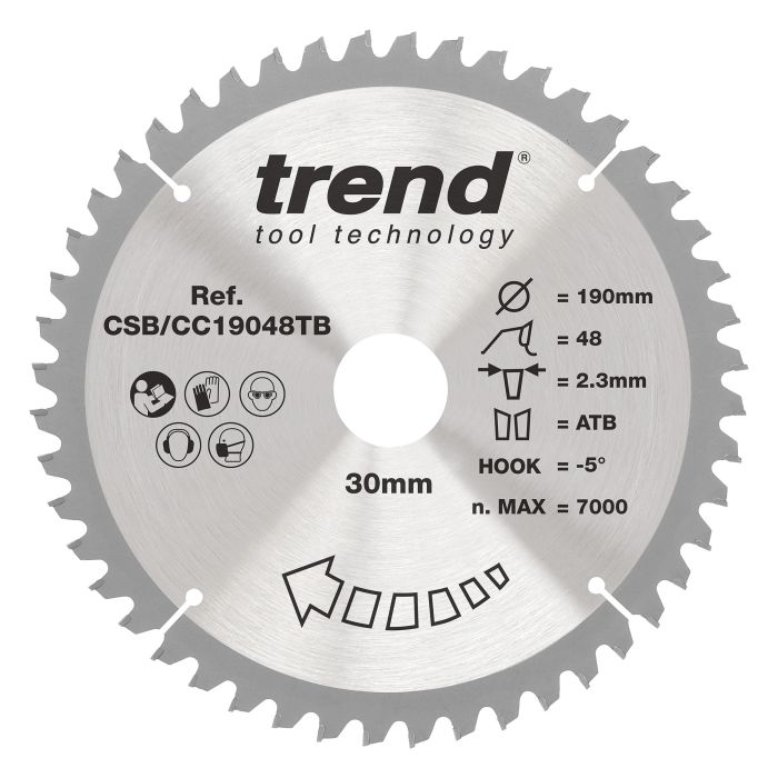 CSB/CC19048T - Trend Wood Cordless Mitre Saw Blade 190mm x 20mm x 48T