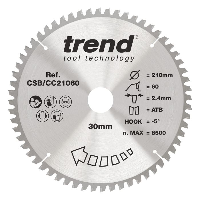CSB/CC21060 - Trend Wood Mitre Saw Blade 210mm x 30mm x 60T
