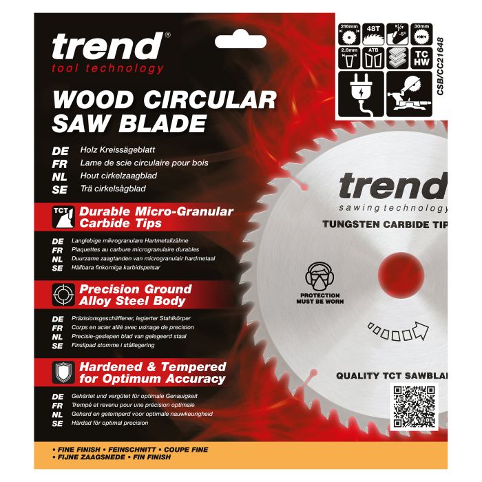 CSB/CC21648 - Trend Wood Mitre Saw Blade 216mm x 30mm x 48T