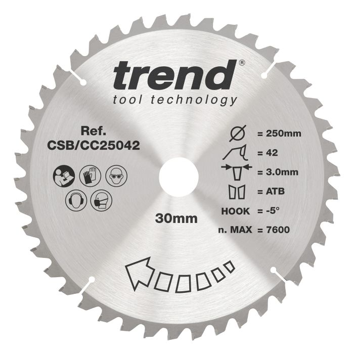 CSB/CC25042 - Trend Wood Mitre Saw Blade 250mm x 30mm x 42T