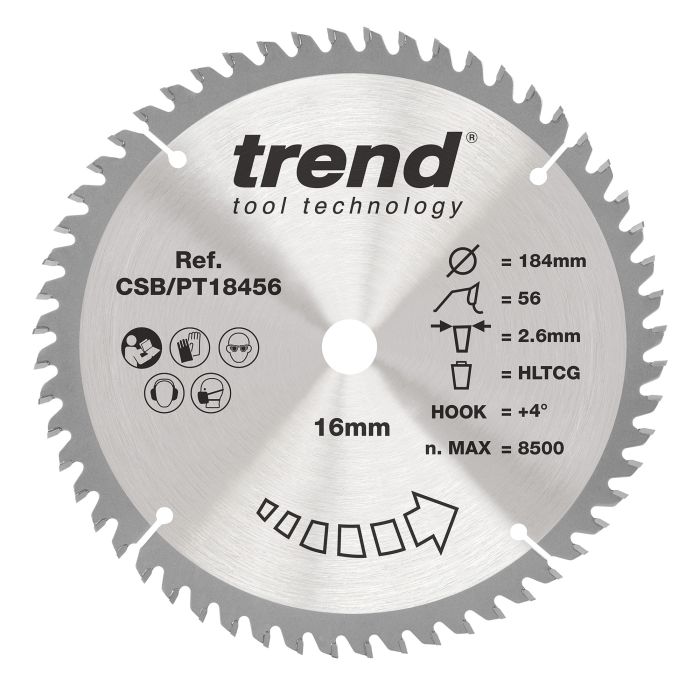 CSB/PT18456 - Trend Laminate/HPL Circular Saw Blade 184mm x 16mm x 56T