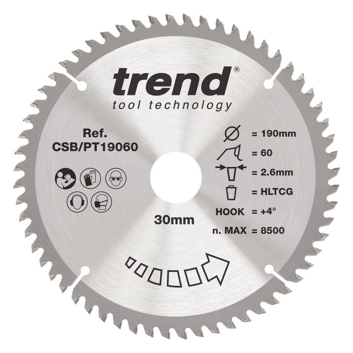 CSB/PT19060 - Trend Laminate/HPL Circular Saw Blade 190mm x 30mm x 60T