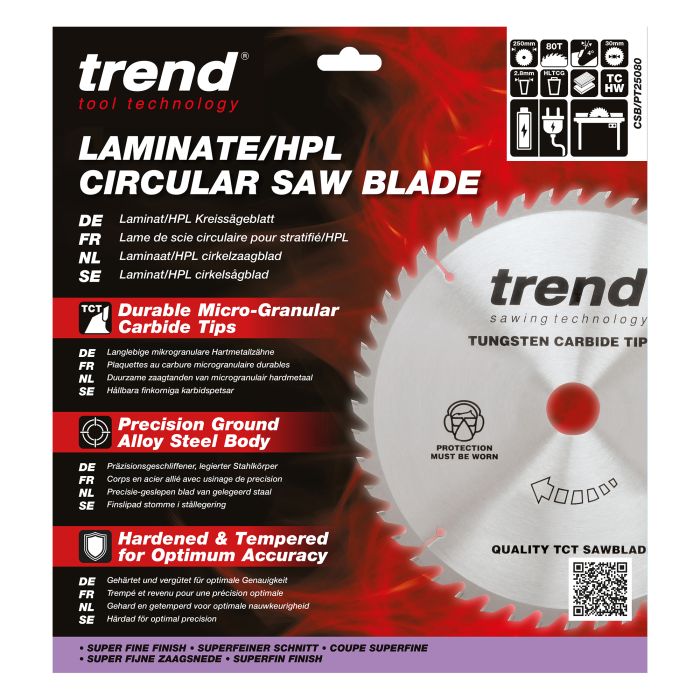 CSB/PT25080 - Trend Laminate/HPL Circular Saw Blade 250mm x 30mm x 80T