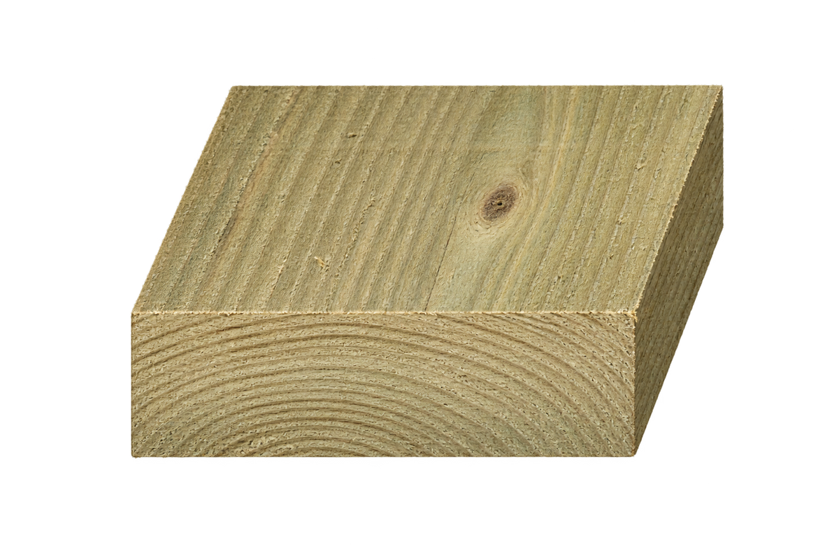 Realistic green treated timber end profile, 150mm × 44mm nominal section