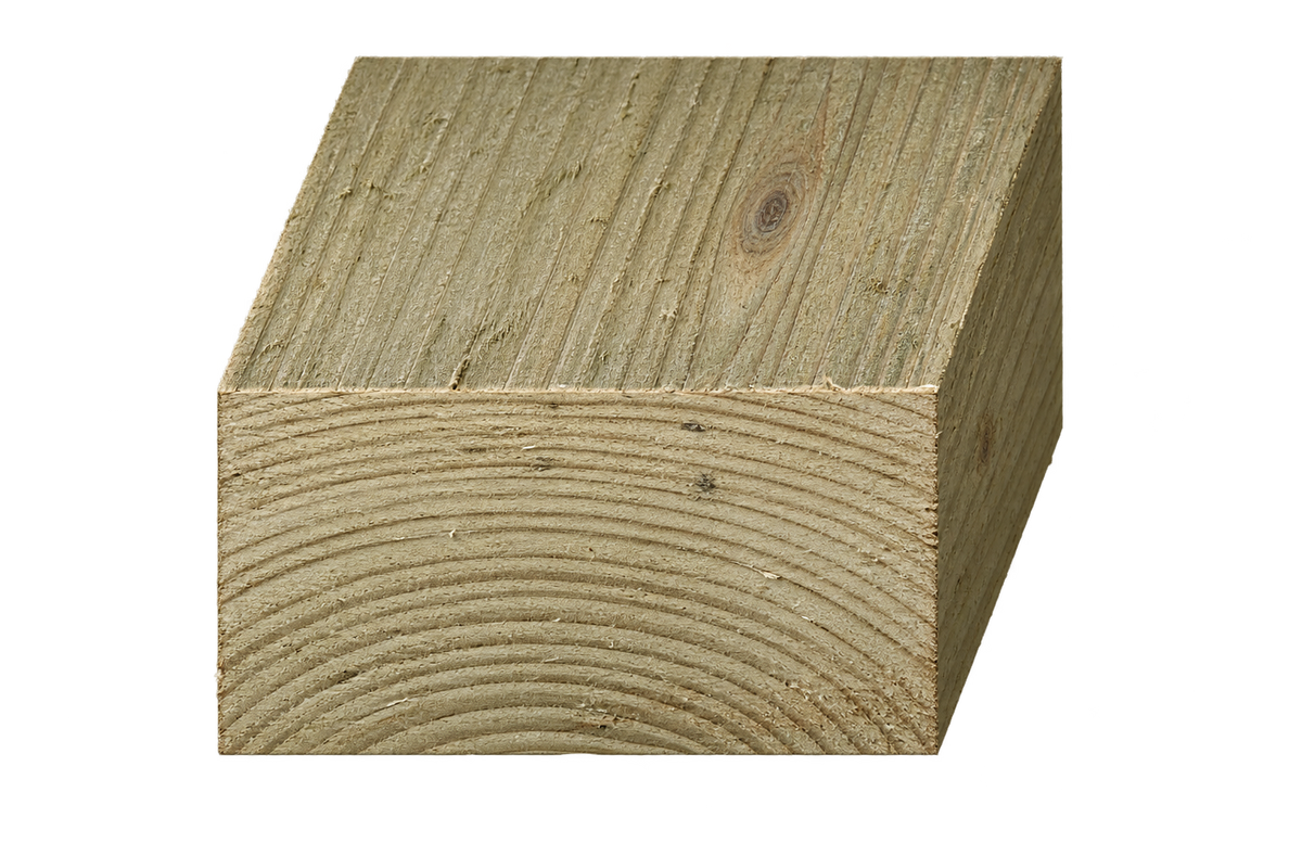 Realistic green treated timber end profile, 150mm × 75mm nominal section