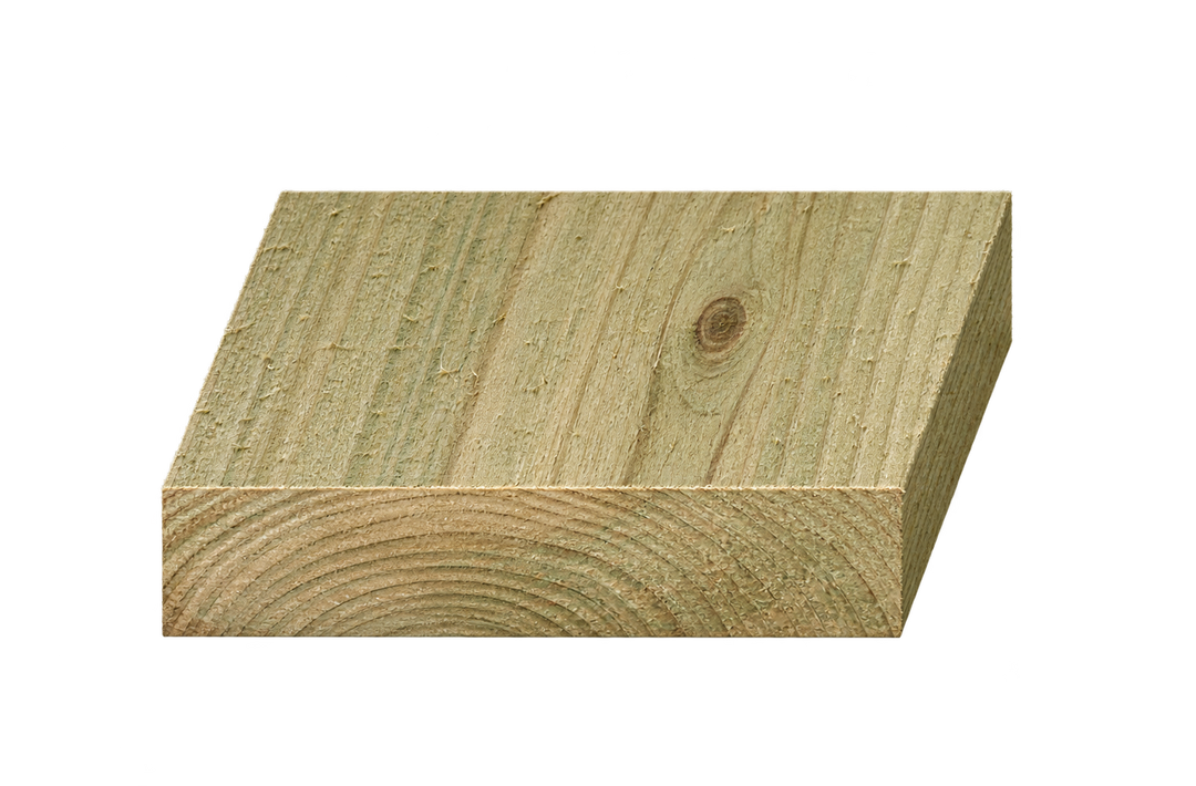 Realistic green treated timber end profile, 175mm × 35mm nominal section
