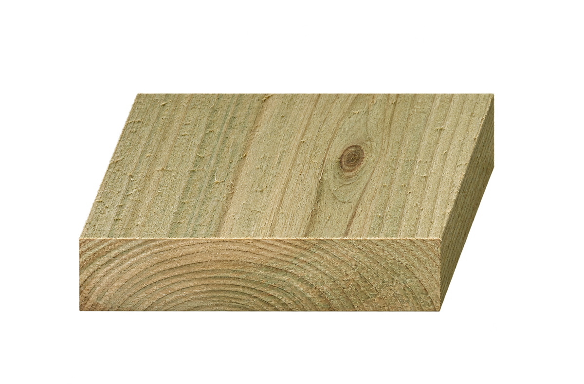 Realistic green treated timber end profile, 175mm × 35mm nominal section