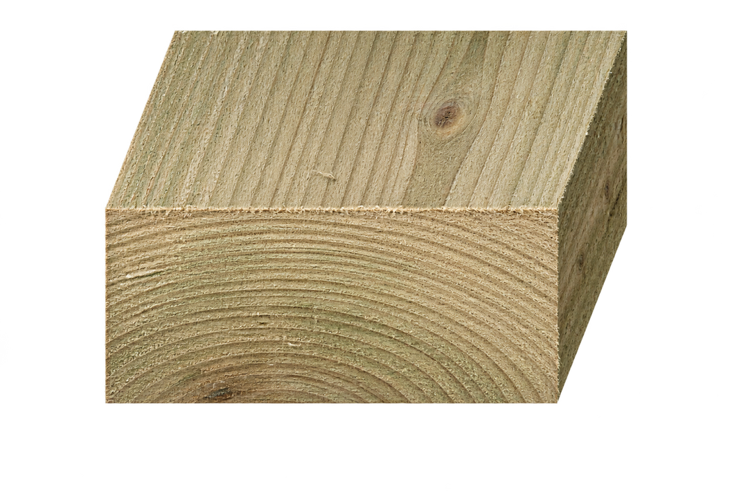 Realistic green treated timber end profile, 175mm × 75mm nominal section