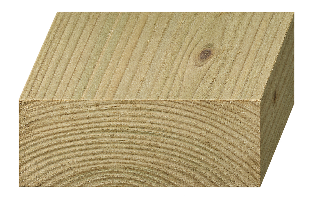 Realistic green treated timber end profile, 200mm × 75mm nominal section