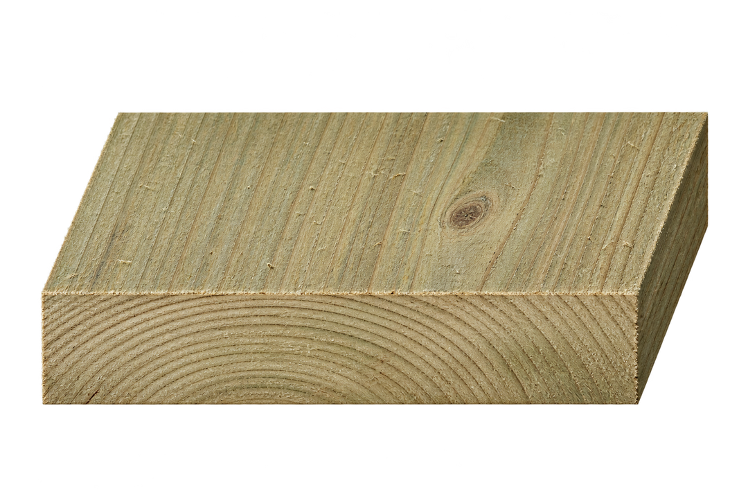 Realistic green treated timber end profile, 225mm × 44mm nominal section