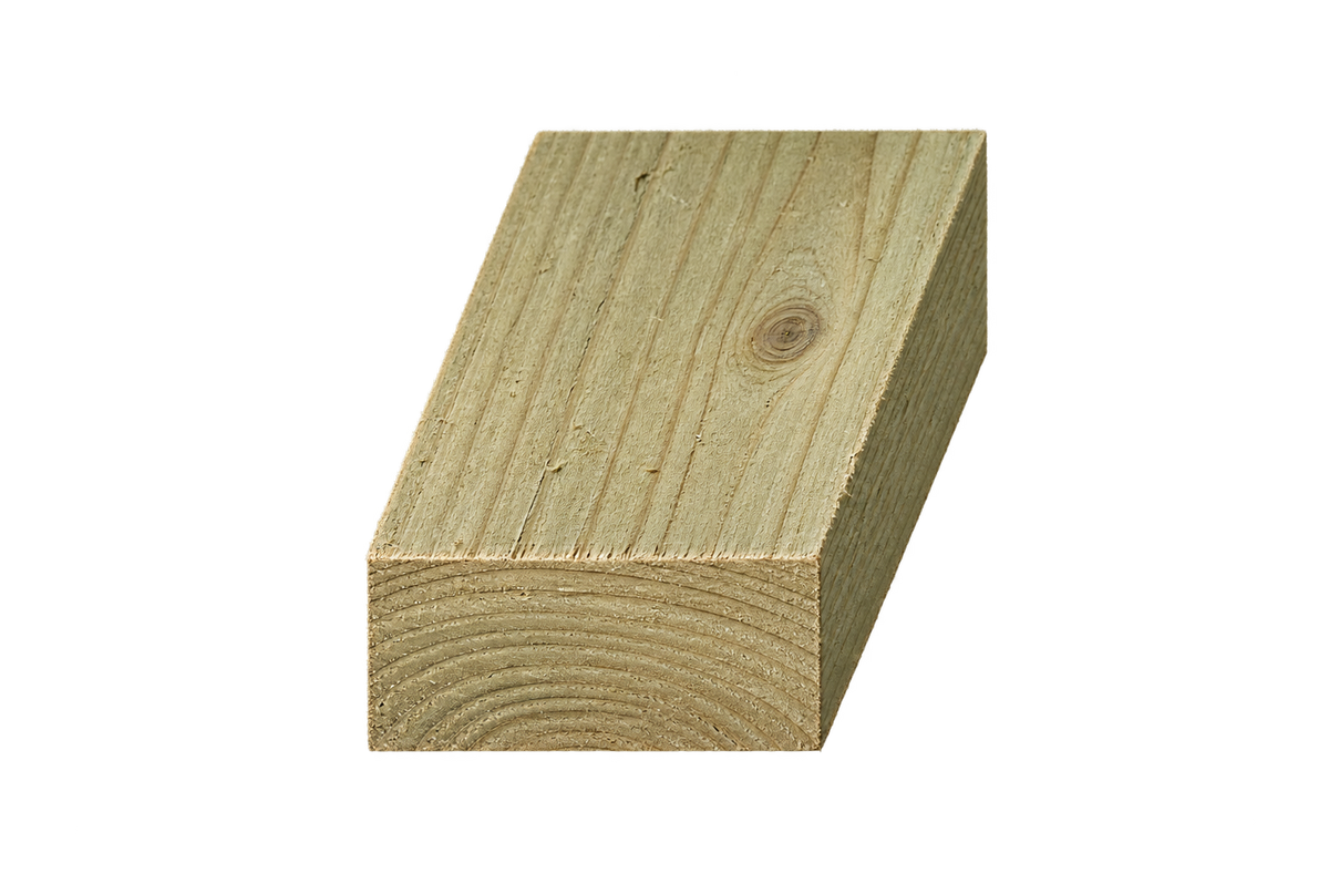 75mm × 35mm green treated timber section. Representative image; nominal dimensions.
