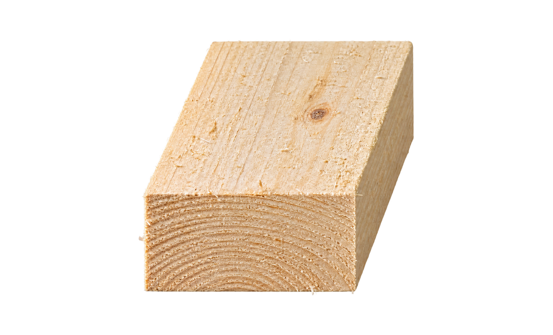 Rough timber cross-section, 100mm × 44mm