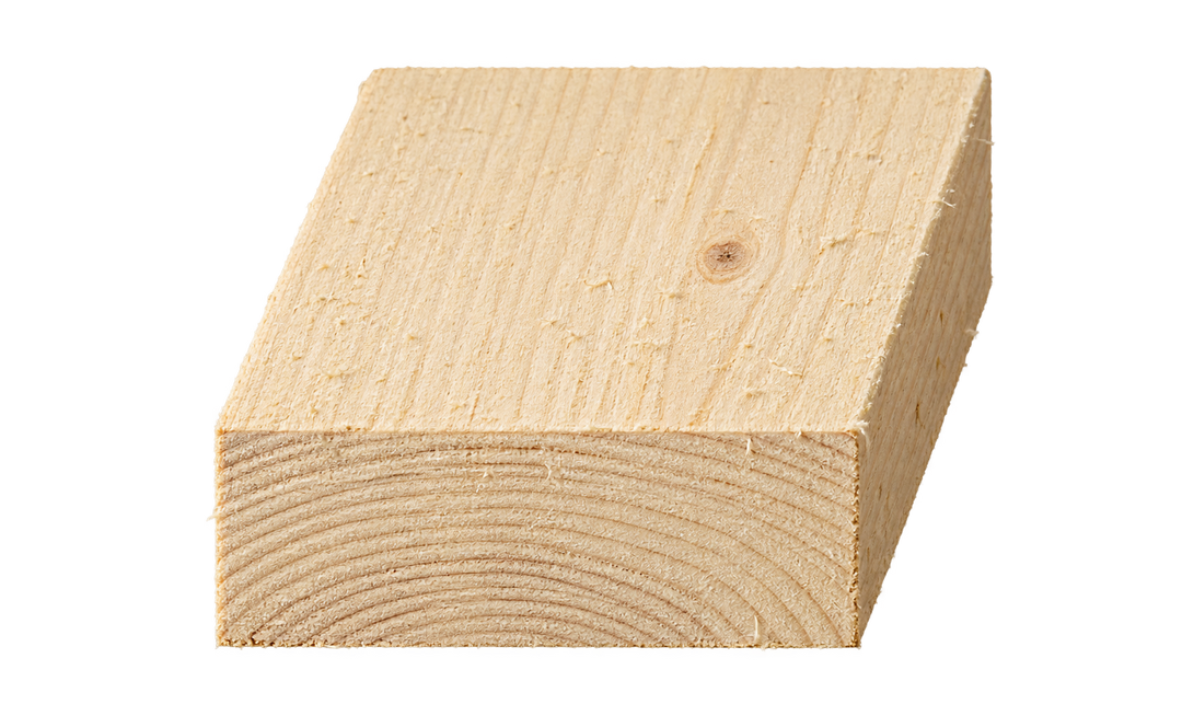 Rough timber cross-section, 125mm × 44mm