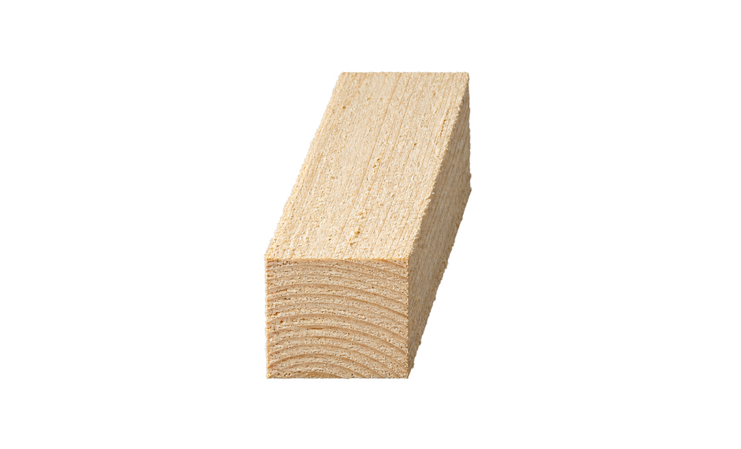 Rough timber cross-section, 50mm × 44mm