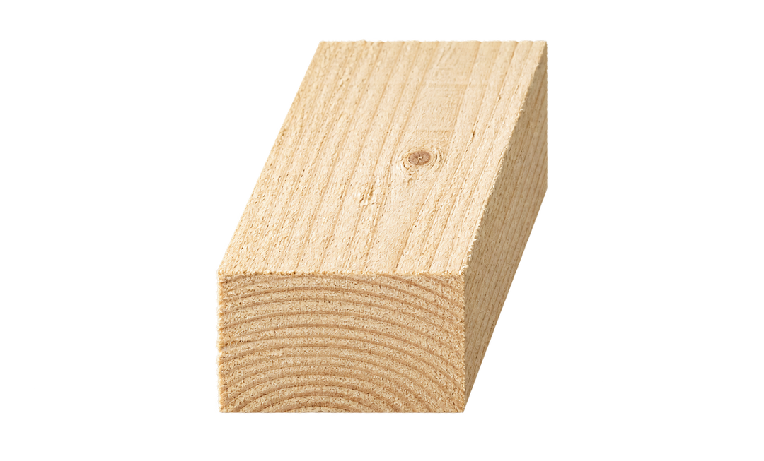 Rough timber cross-section, 75mm × 44mm