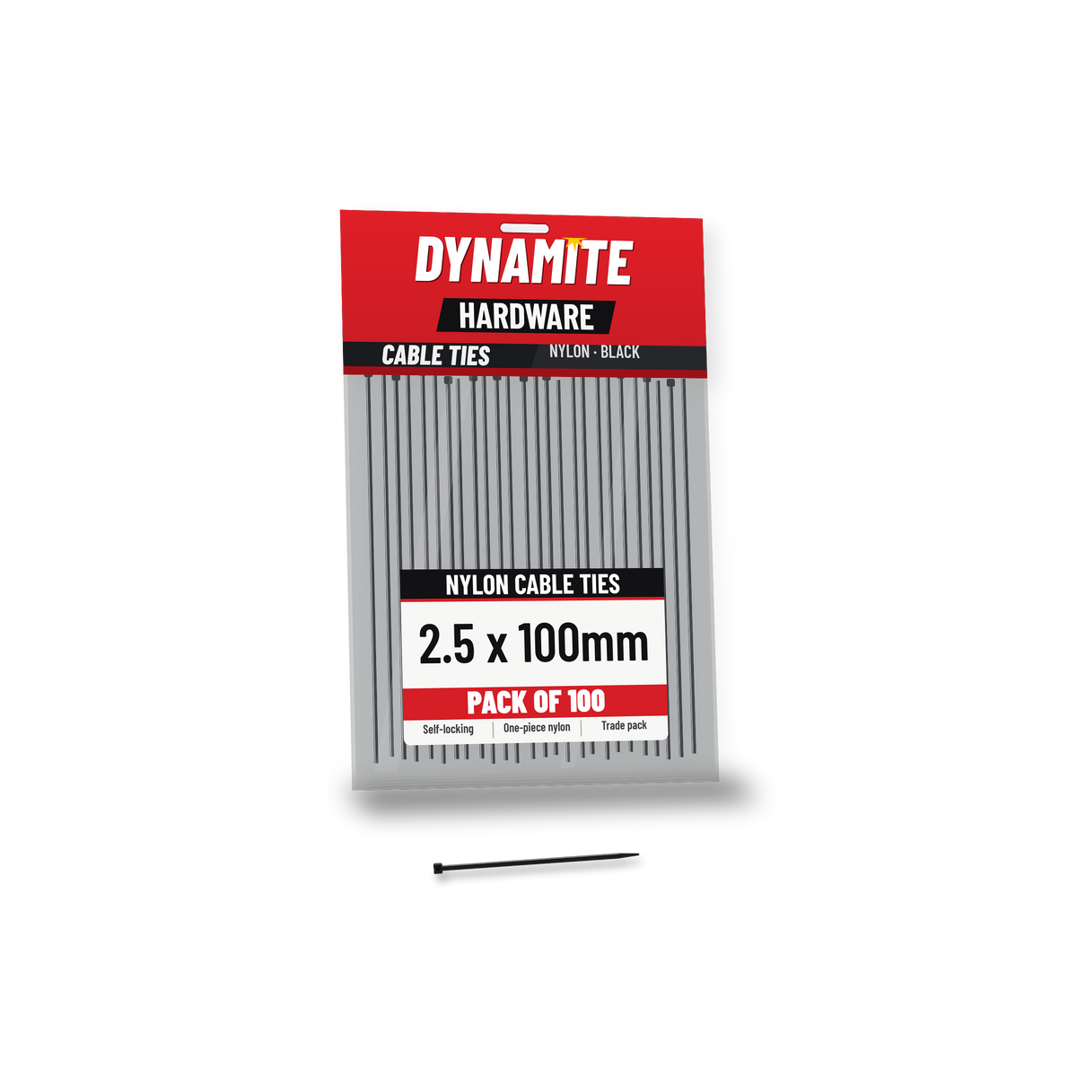 2.5 x 100mm cable ties black – pack of 100 – Dynamite Hardware
