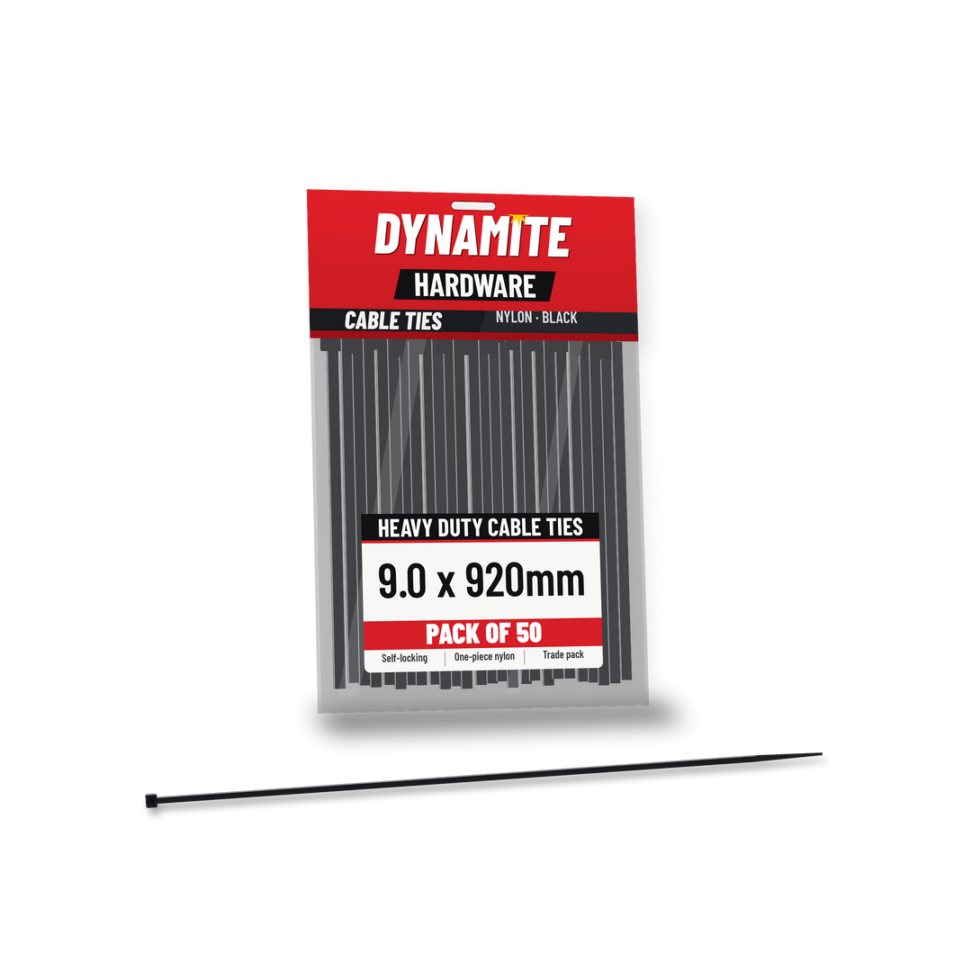 9.0 x 920mm cable ties black – pack of 50 – Dynamite Hardware