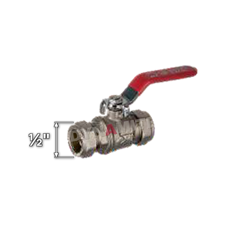 Full Bore Lever Ball Valve - Compression (Imperial), ½", size marked with a white arrow