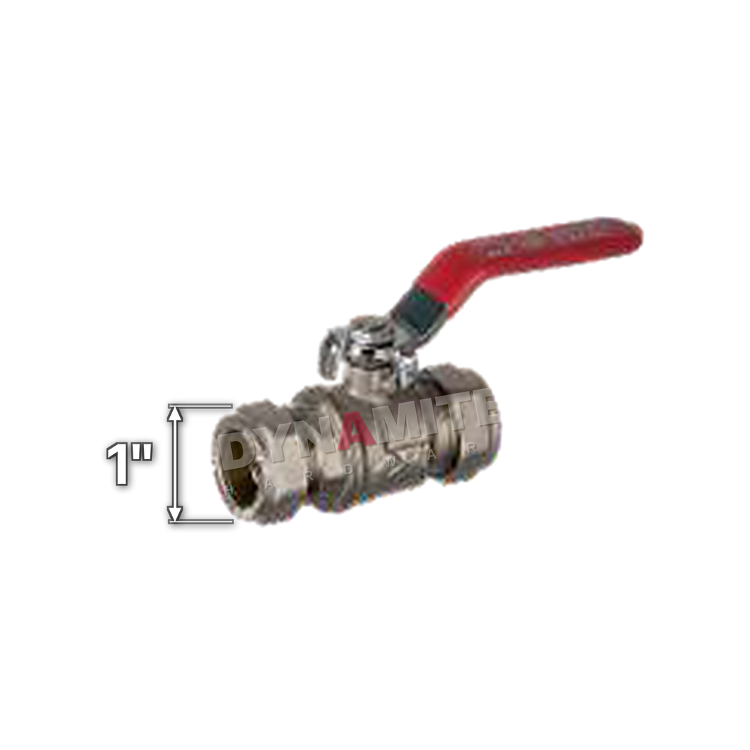 Full Bore Lever Ball Valve - Compression (Imperial), 1", size marked with a white arrow