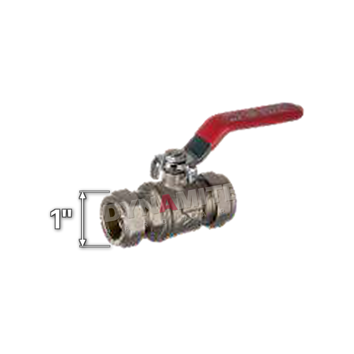 Full Bore Lever Ball Valve - Compression (Imperial), 1", size marked with a white arrow