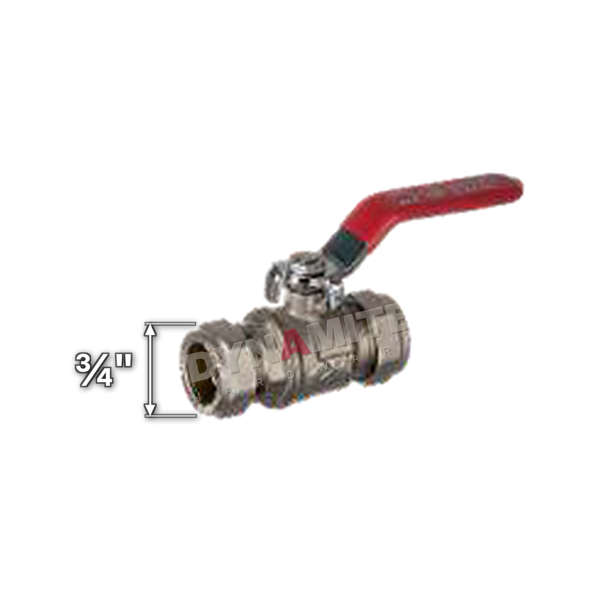 Full Bore Lever Ball Valve - Compression (Imperial), ¾", size marked with a white arrow