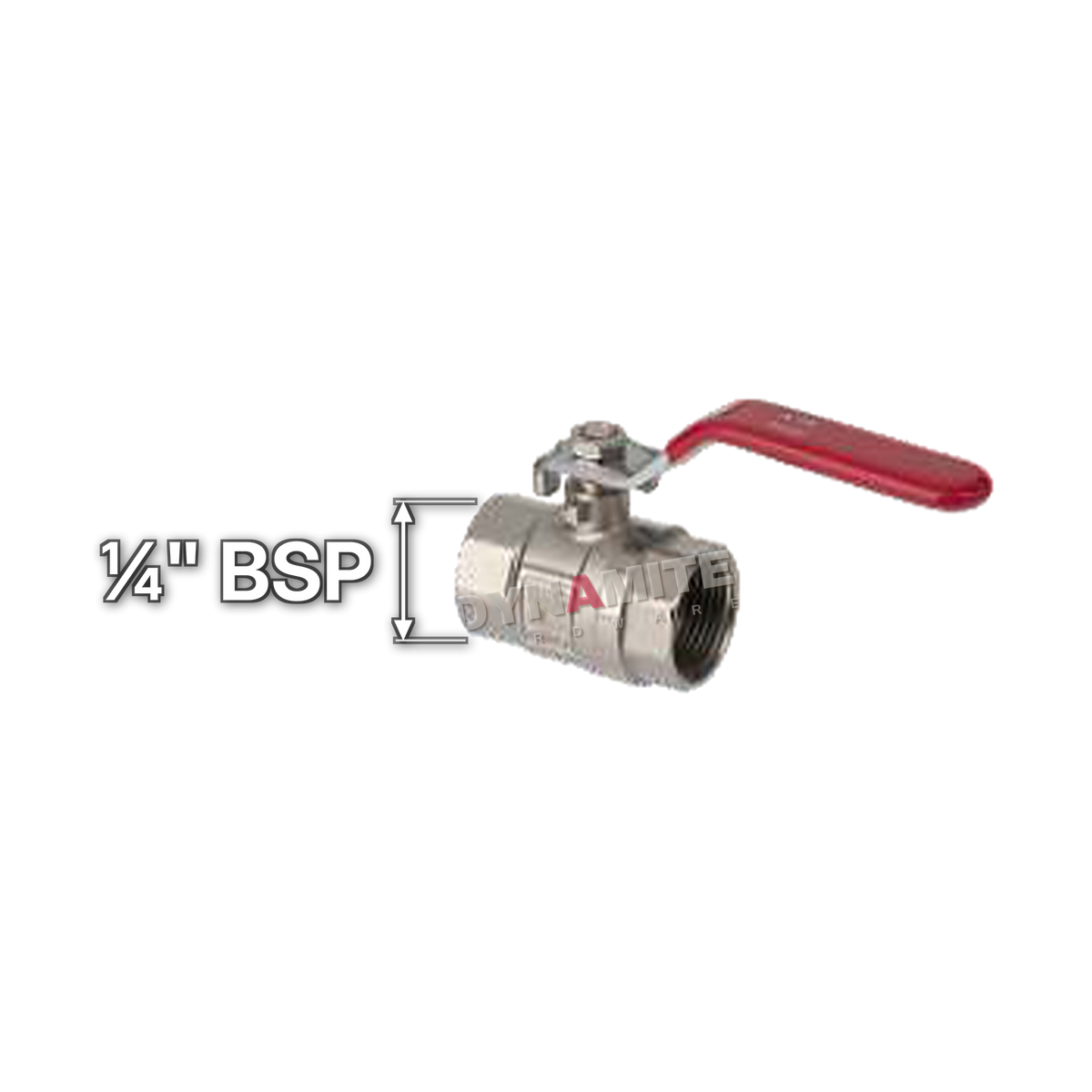 Full Bore Lever Ball Valve - Female BSP, ¼", size marked with a white arrow