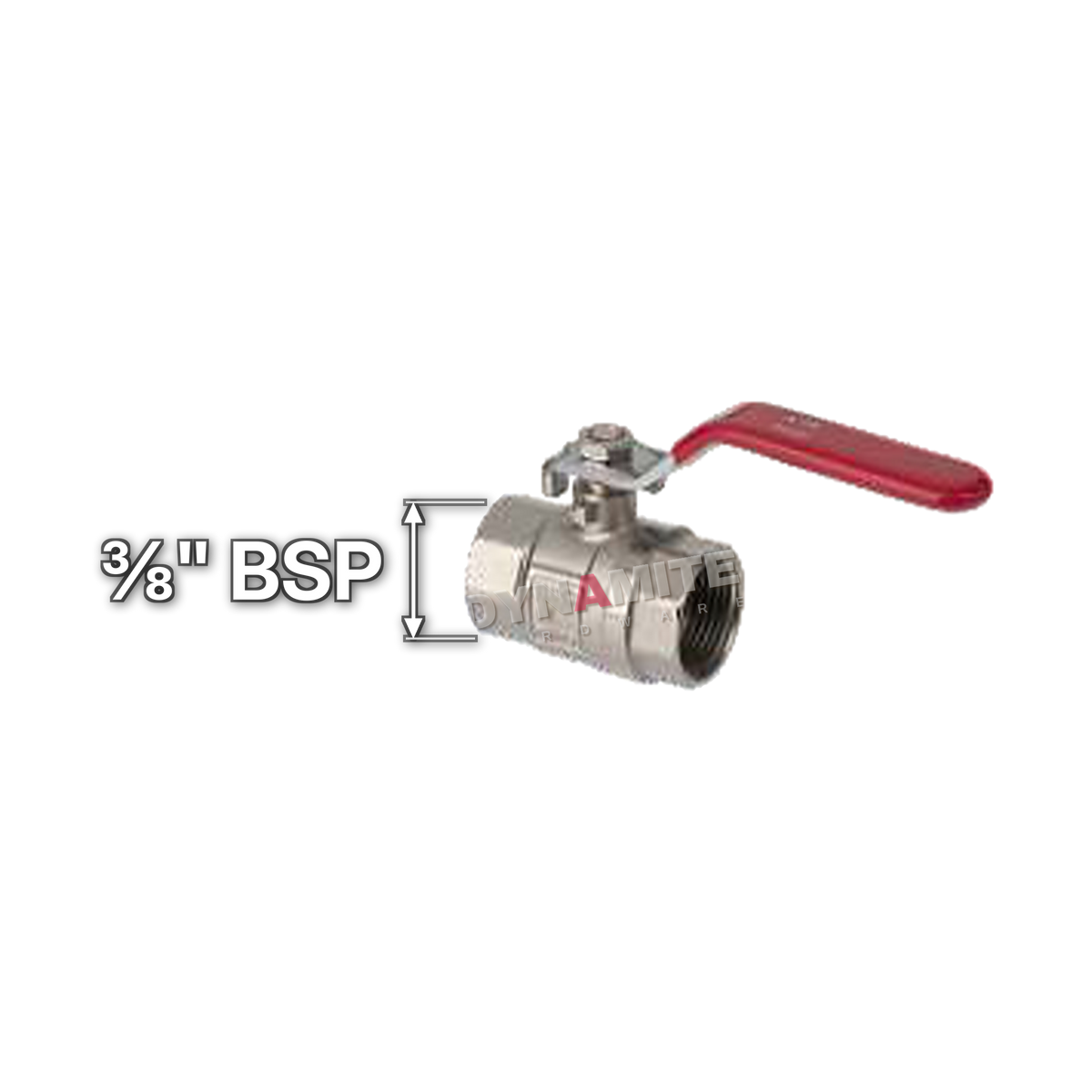 Full Bore Lever Ball Valve - Female BSP, ⅜", size marked with a white arrow
