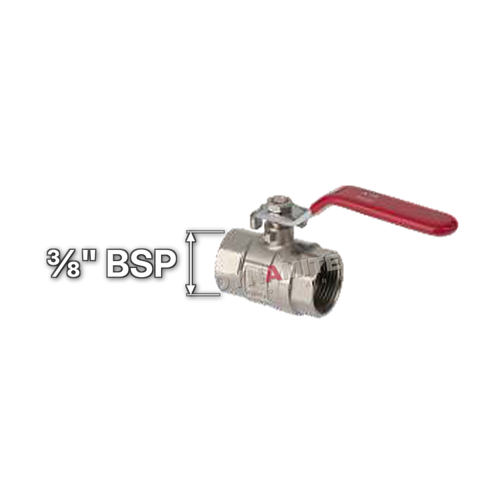 Full Bore Lever Ball Valve - Female BSP, ⅜", size marked with a white arrow