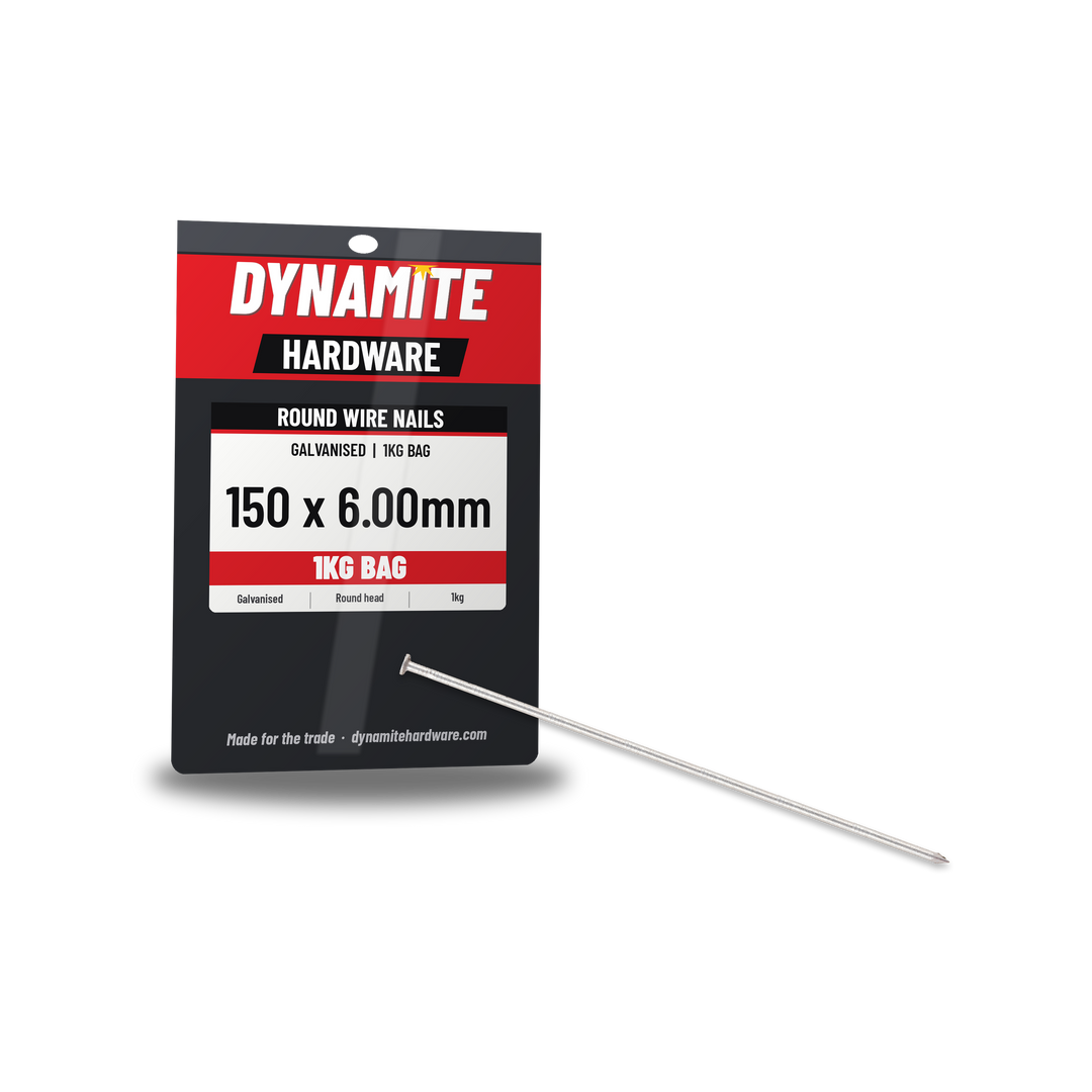 Galvanised Round Wire Nails 150 x 6.00mm, 1kg Bag