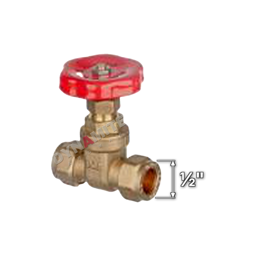 Gate Valve - Compression (Imperial), ½", size marked with a white arrow
