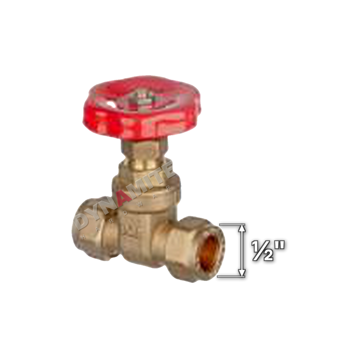 Gate Valve - Compression (Imperial), ½", size marked with a white arrow