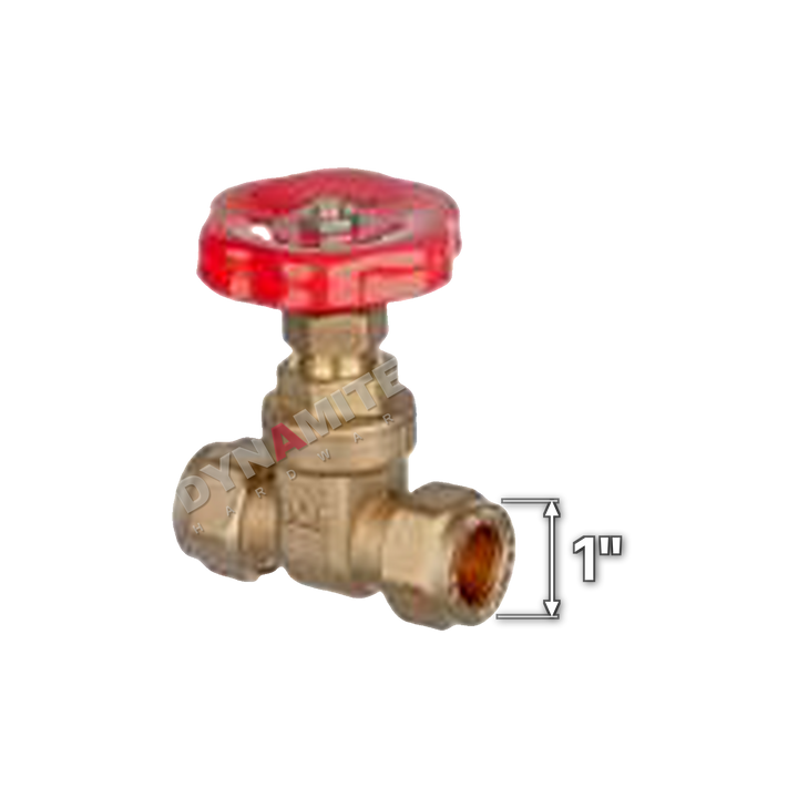 Gate Valve - Compression (Imperial), 1", size marked with a white arrow