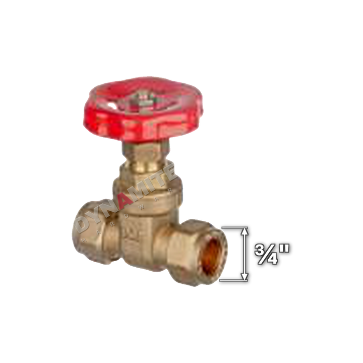 Gate Valve - Compression (Imperial), ¾", size marked with a white arrow